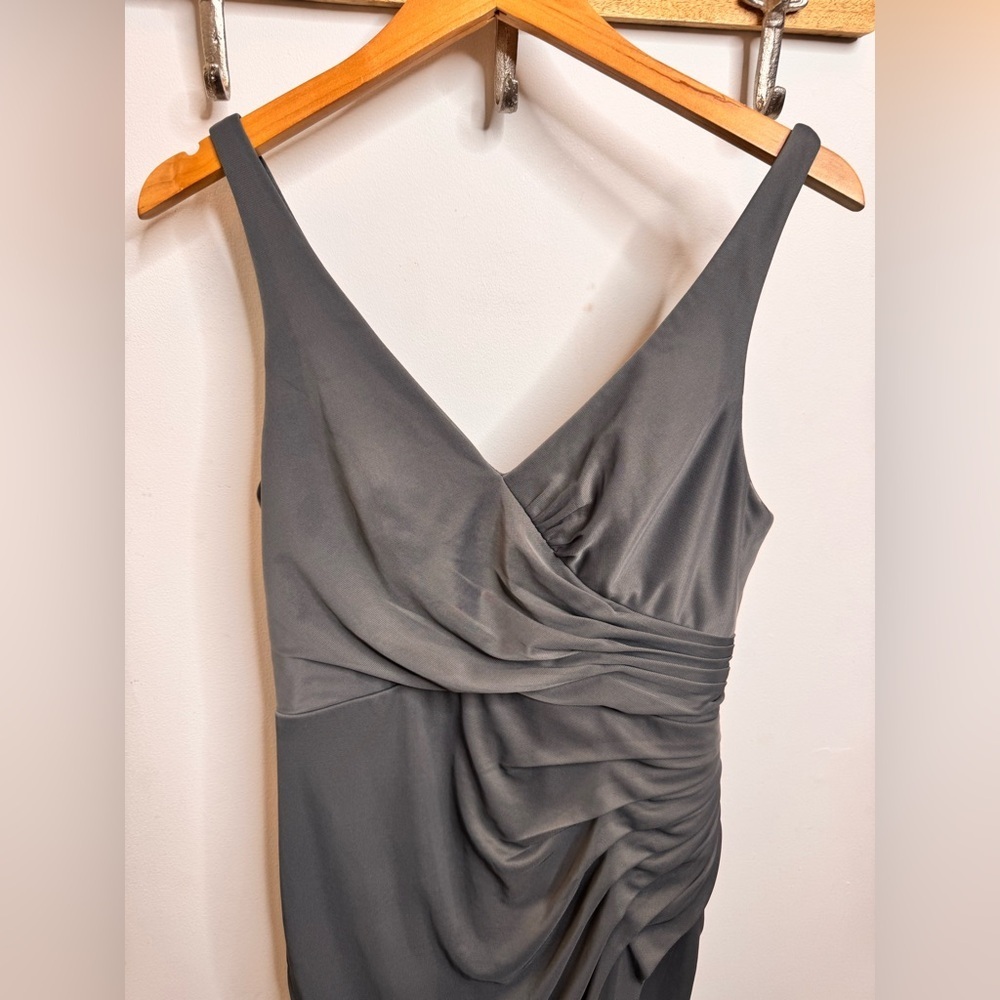 Azazie Leandra Steel Gray chiffon Gown - Picture 7 of 10